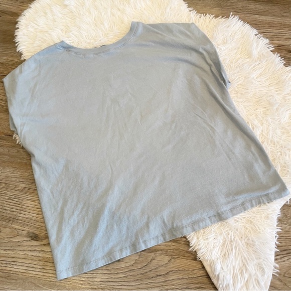 Nuuds Muscle Tee Mist Light Blue Boxy Cotton Cap Sleeve Minimalist Small - Picture 2 of 7